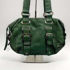 KENNETH COLE New York Hunter GREEN Leather Satchel Hobo Buckle SHOULDER Handbag